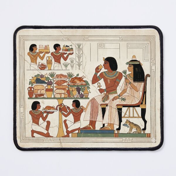 Item preview, Ancient Egyptian Feast - Tomb Fresco Banquet & Sacred Cat Art designed and sold by FreiherrPK.