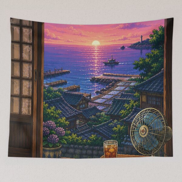 Item preview, Japanese Pixel Art: Bayside Balcony View designed and sold by bapupa.