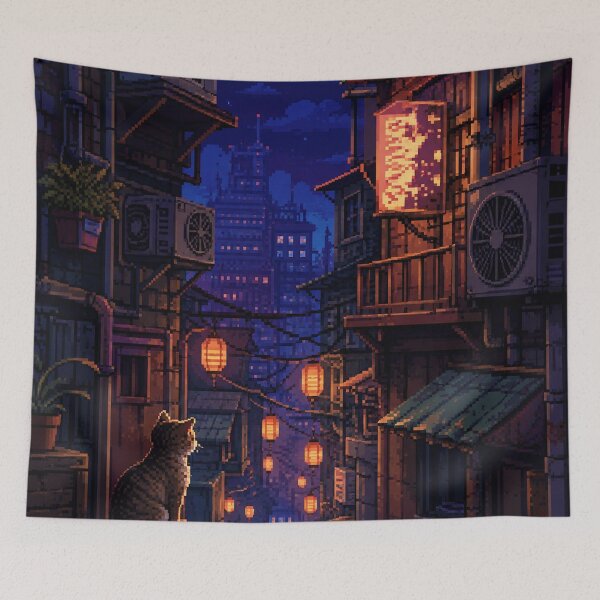 Item preview, Japanese Pixel Art: Electric Alleyway Haze designed and sold by bapupa.