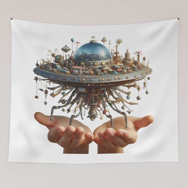Item preview, Hands Holding a Floating Future World designed and sold by AcruxUltra.