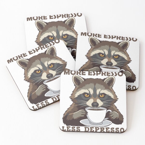 Item preview, More Espresso Less Depresso Funny Raccoon Coffee Lover designed and sold by TEEDESIGMSTUDIO.