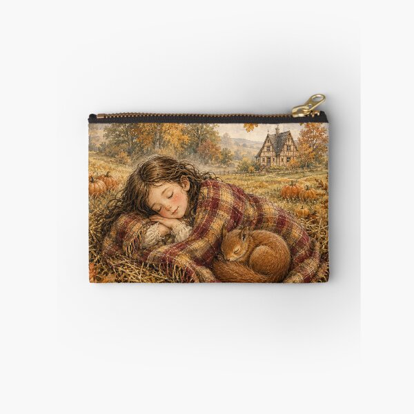 Item preview, Sleeping girl with squirrel in autumn magic designed and sold by thirtyonestars.