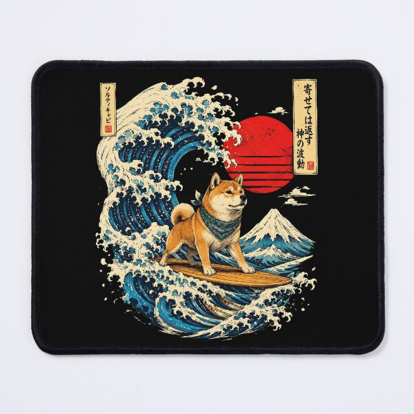 Item preview, Retro Japanese Ukiyo-e Surfing Shiba Inu Dog Great Wave designed and sold by Vermanartist.