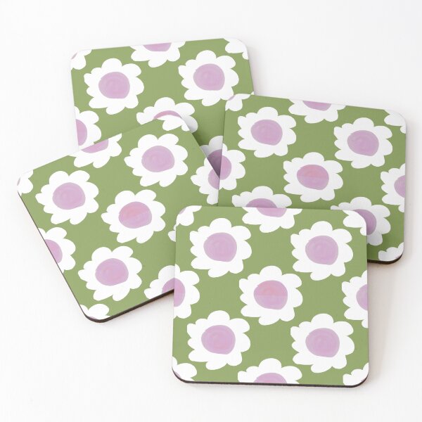 Item preview, Scandi Matcha Green Lilac Daisy Mid Century Retro Pattern designed and sold by CaramelCo.