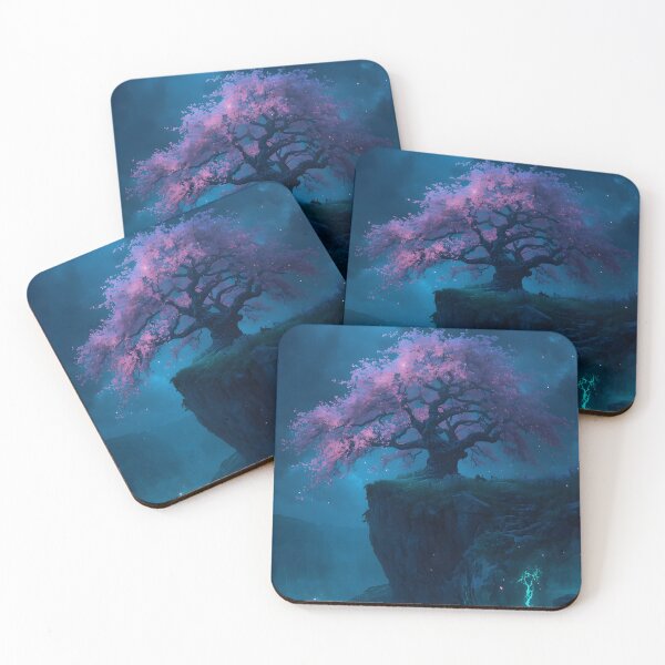 Item preview, Bioluminescent Tree of Life on Cliff Night Galaxy Wall Art designed and sold by Pyt27.