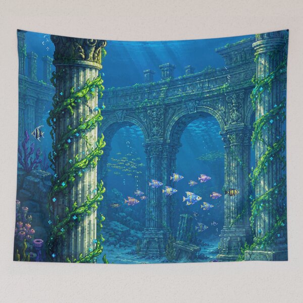 Item preview, Arte pixelado de JRPG: Ruinas de coral sumergidas designed and sold by bapupa.
