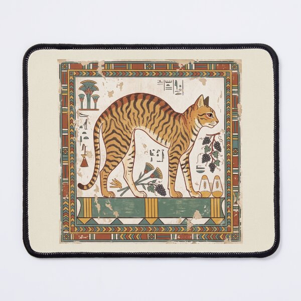 Item preview, Sacred Egyptian Cat - Ancient Tomb Fresco Feline Art Print designed and sold by FreiherrPK.