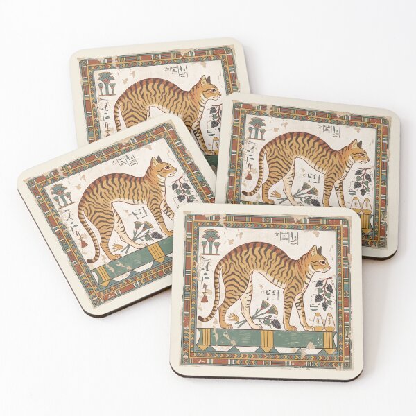 Item preview, Sacred Egyptian Cat - Ancient Tomb Fresco Feline Art Print designed and sold by FreiherrPK.