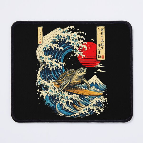 Item preview, Retro Surfing Sea Turtle Vintage Japanese Wave Art designed and sold by Vermanartist.