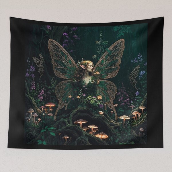 Item preview, Dark Forest Fairy | Whimsigoth Mushroom Art designed and sold by Briarmoire.