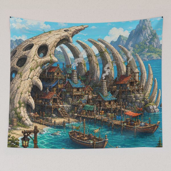 Item preview, Medieval Fantasy Pixel Art: Whalebone Harbor designed and sold by bapupa.