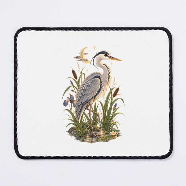 Item preview, Grey Heron | Moonlit Riverbank Nature Art | Wild Swimming Naturalist Gift designed and sold by Brackenlume Studio.