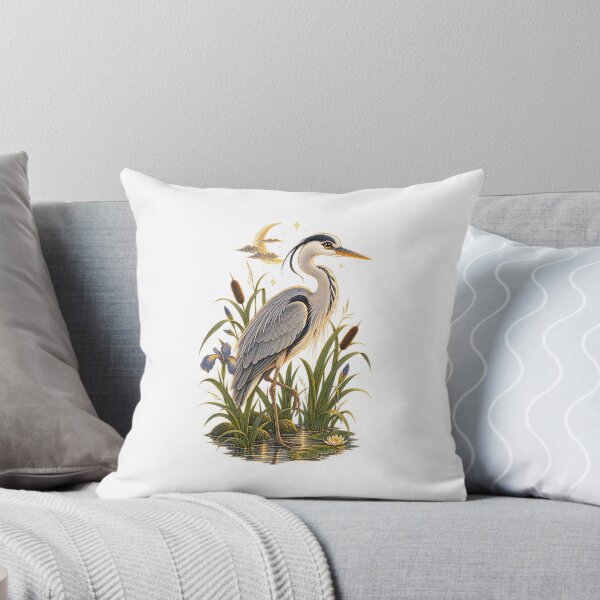 Item preview, Grey Heron | Moonlit Riverbank Nature Art | Wild Swimming Naturalist Gift designed and sold by Brackenlume Studio.