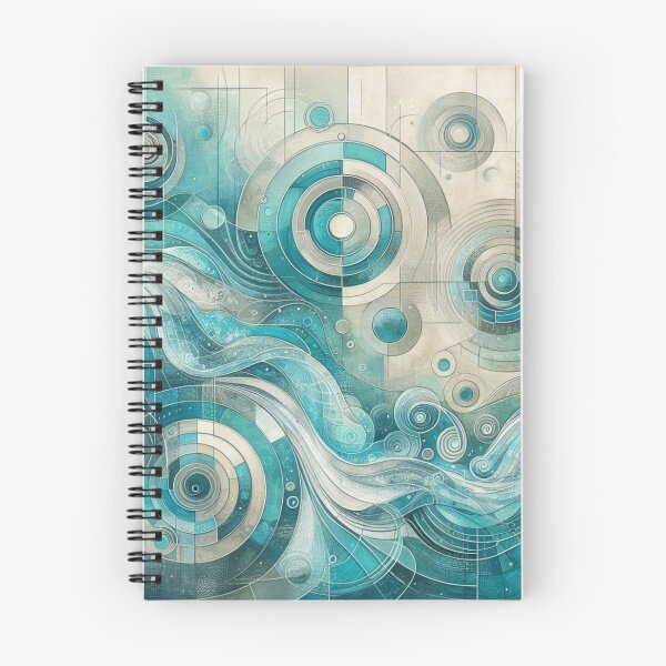 Item preview, Turquoise Waves and Circles Abstract Geometry designed and sold by AcruxUltra.