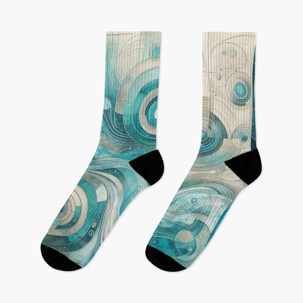 Item preview, Turquoise Waves and Circles Abstract Geometry designed and sold by AcruxUltra.