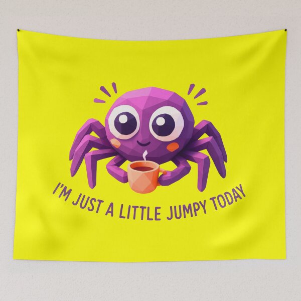 Item preview, Cute Jumpy Spider Coffee Quote designed and sold by MarCinu Art.