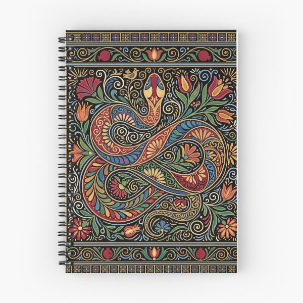 Item preview, Natrix Natrix - Folk Art Crowned Grass Snake Print designed and sold by FreiherrPK.