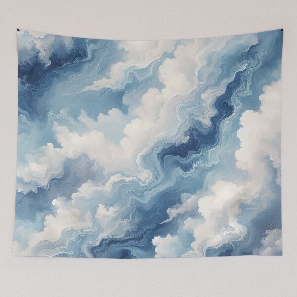 Item preview, Blue and White Cloud Waves Abstract designed and sold by AcruxUltra.
