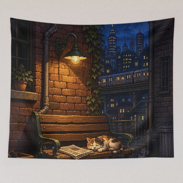 Item preview, Night City Lofi Pixel Art: Amber Alley Nook designed and sold by bapupa.