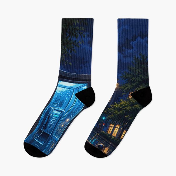 Item preview, Night City Lofi Pixel Art: Blue Neon Rain designed and sold by bapupa.