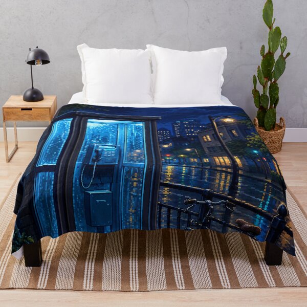 Item preview, Night City Lofi Pixel Art: Blue Neon Rain designed and sold by bapupa.