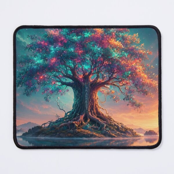 Item preview, Magical Tree of Life Island Lake Reflection Cosmic Art designed and sold by Pyt27.