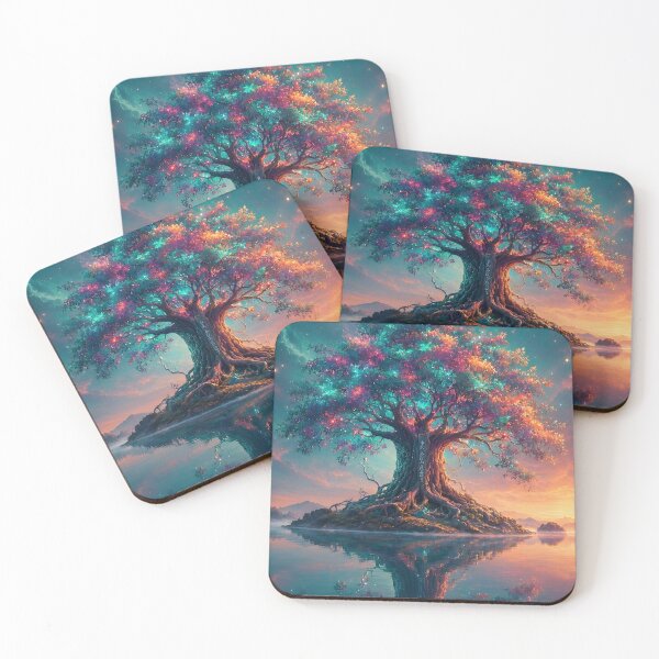 Item preview, Magical Tree of Life Island Lake Reflection Cosmic Art designed and sold by Pyt27.
