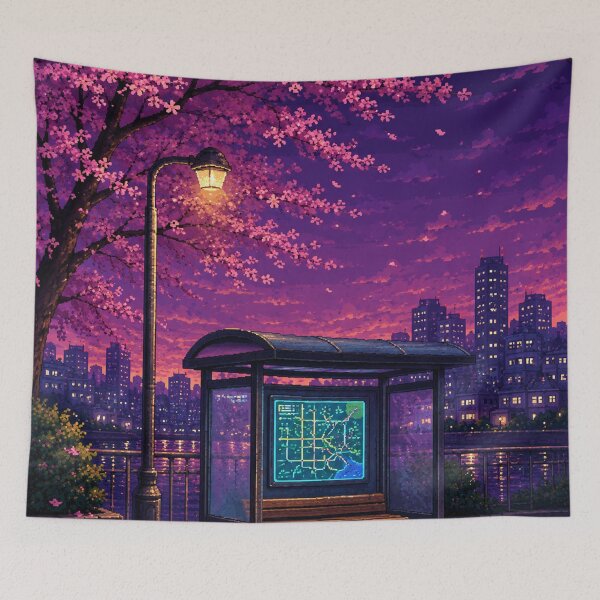 Item preview, Night City Lofi Pixel Art: Midnight Transit Stop designed and sold by bapupa.