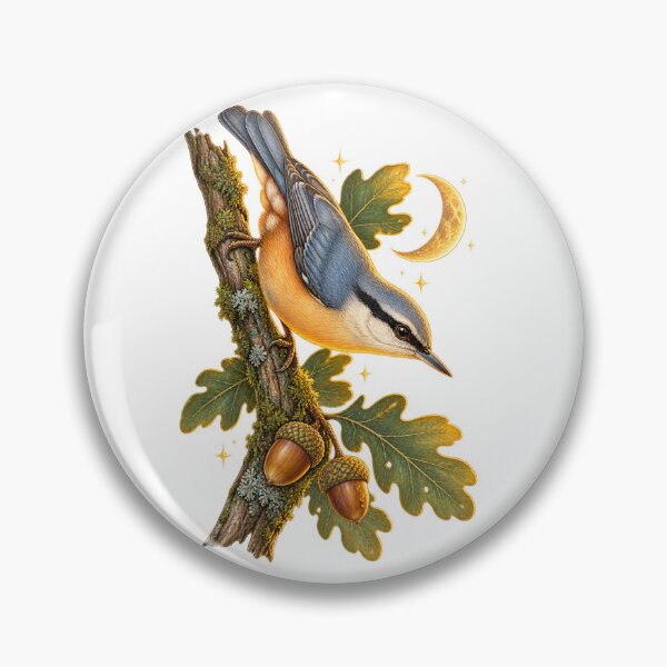 Item preview, Nuthatch | Moonlit Oak Garden Bird Art | British Birdwatcher Gift designed and sold by Brackenlume Studio.