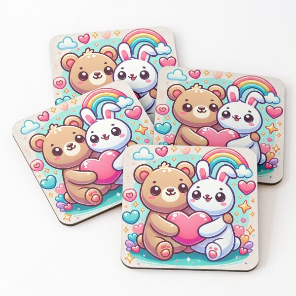 Item preview, Bear and Bunny Sharing a Heartfelt Hug designed and sold by AcruxUltra.