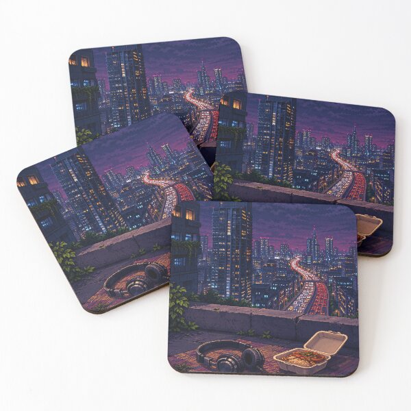 Item preview, Night City Lofi Pixel Art: Rooftop Edge Peace designed and sold by bapupa.