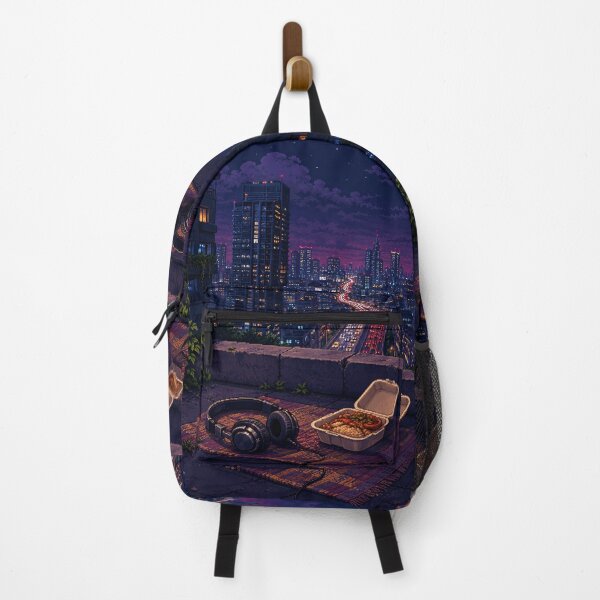 Item preview, Night City Lofi Pixel Art: Rooftop Edge Peace designed and sold by bapupa.