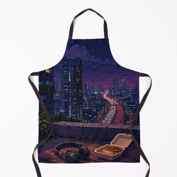 Item preview, Night City Lofi Pixel Art: Rooftop Edge Peace designed and sold by bapupa.