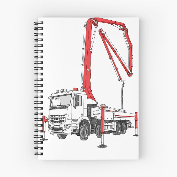Item preview, Red Concrete Pump Truck – Detailed Construction Line Art designed and sold by ElceMare.