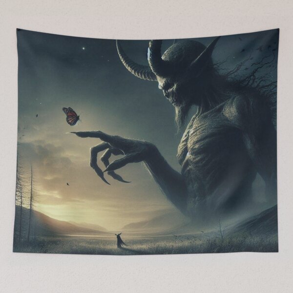 Item preview, Horned Giant and Butterfly in a Dark Encounter designed and sold by AcruxUltra.