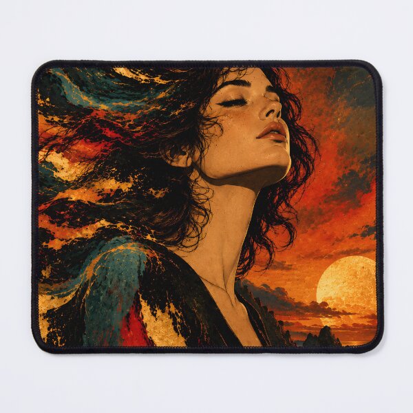 Item preview, Golden Woman – Abstract Portrait in Teal, Orange and Gold designed and sold by bauschberts.
