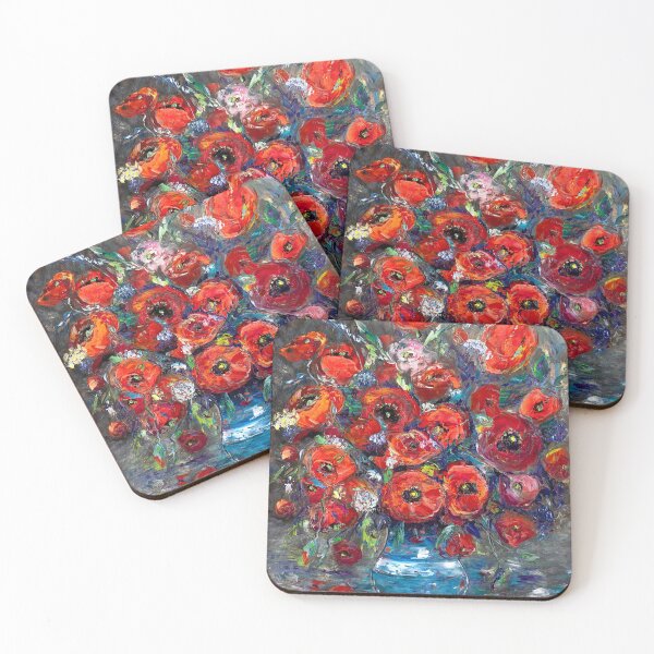 Item preview, Poppies in a Blue Glass Vase designed and sold by Natalia_Shchip.