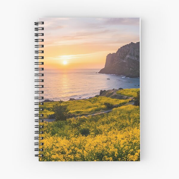 Item preview, Breathtaking Spring Sunrise at Seongsan Ilchulbong, Jeju Island, Korea: Vibrant Yellow Canola Fields, Volcanic Crater & Emerald Ocean Art Print, Poster & Home Decor designed and sold by SOOstudio73.