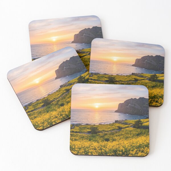 Item preview, Breathtaking Spring Sunrise at Seongsan Ilchulbong, Jeju Island, Korea: Vibrant Yellow Canola Fields, Volcanic Crater & Emerald Ocean Art Print, Poster & Home Decor designed and sold by SOOstudio73.