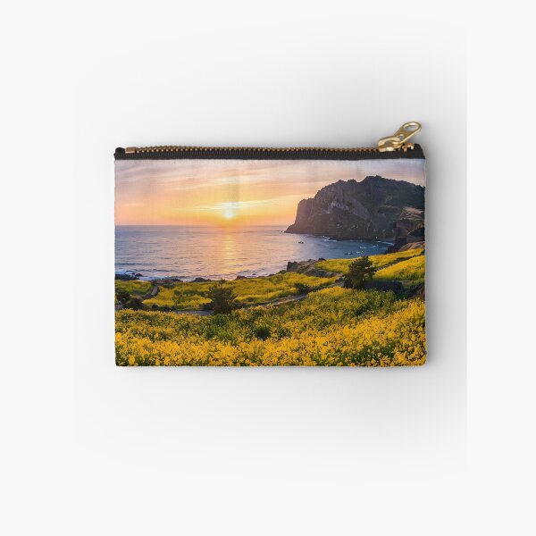 Item preview, Breathtaking Spring Sunrise at Seongsan Ilchulbong, Jeju Island, Korea: Vibrant Yellow Canola Fields, Volcanic Crater & Emerald Ocean Art Print, Poster & Home Decor designed and sold by SOOstudio73.