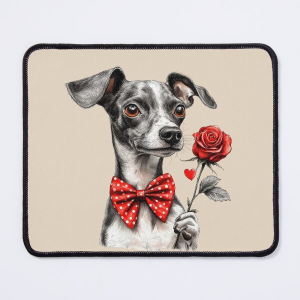 Item preview, Italian Greyhound with Red Rose and Polka Dot Bow Tie designed and sold by Erika Kaisersot.