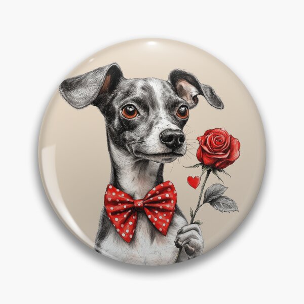 Item preview, Italian Greyhound with Red Rose and Polka Dot Bow Tie designed and sold by Erika Kaisersot.