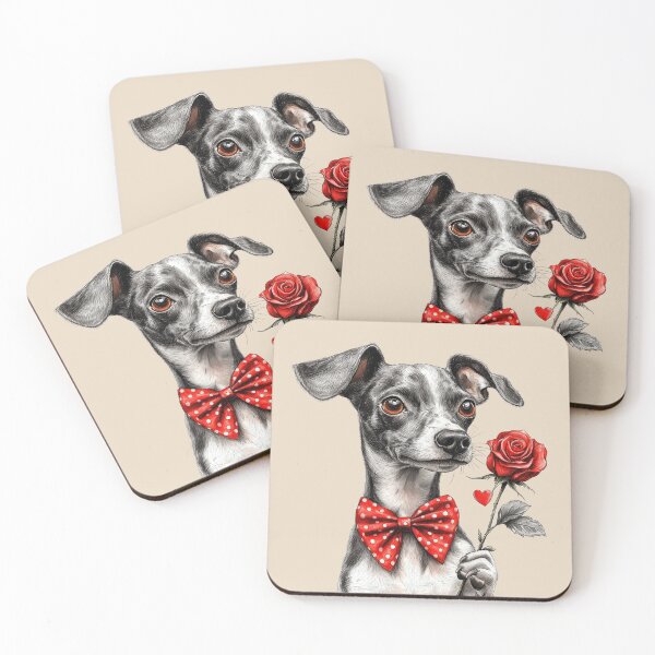 Item preview, Italian Greyhound with Red Rose and Polka Dot Bow Tie designed and sold by Erika Kaisersot.
