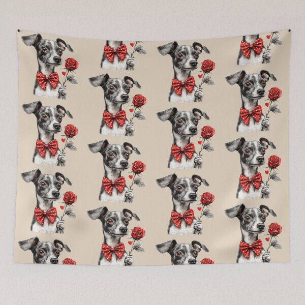 Item preview, Italian Greyhound with Red Rose and Polka Dot Bow Tie designed and sold by Erika Kaisersot.