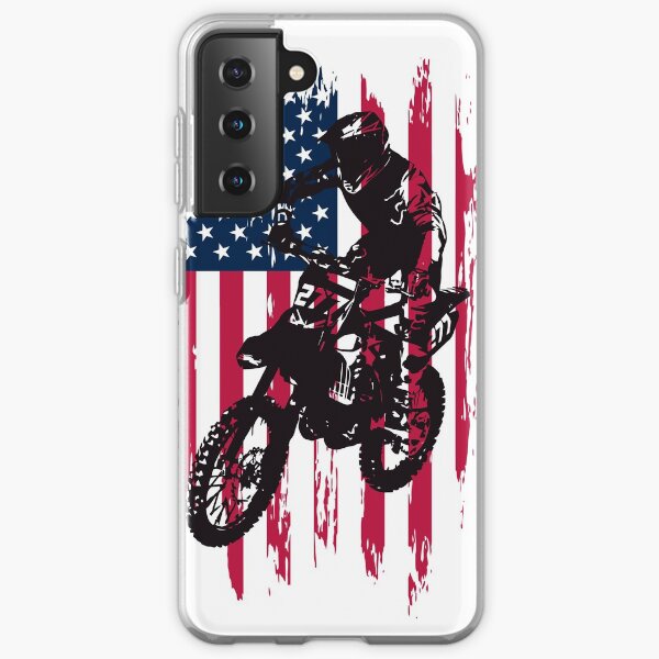 Vintage Patriotic Dirt Bike Motocross USA American Flag Samsung Galaxy Soft Case