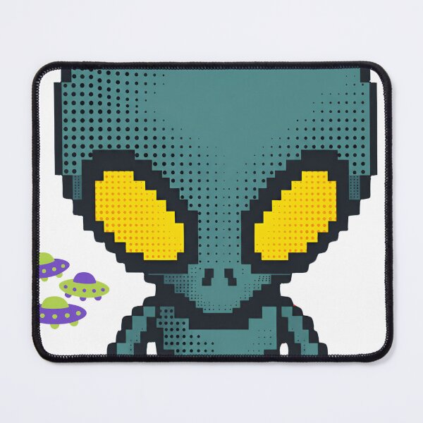 Item preview, Retro Pixel Art Alien and UFO Halftone 8-Bit Space Design designed and sold by Sem34.