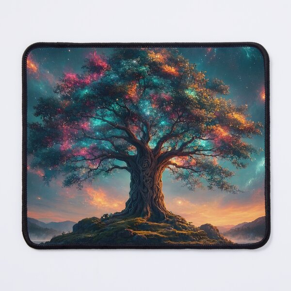 Item preview, Magical Tree of Life Island Lake Reflection Cosmic Art designed and sold by Pyt27.