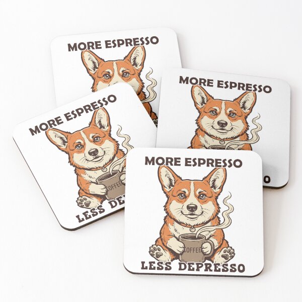 Item preview, More Espresso Less Depresso Funny Corgi Coffee Lover designed and sold by TEEDESIGMSTUDIO.