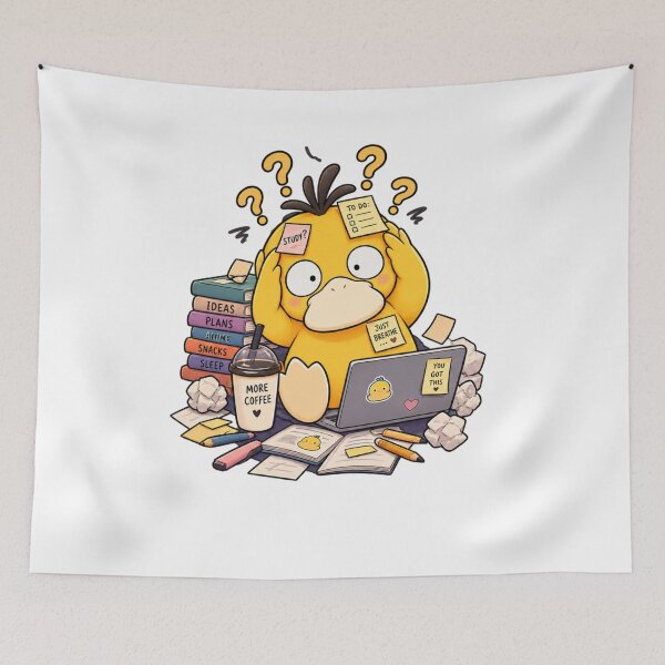 Item preview, Overwhelmed Duck – Too Many Thoughts Cute Study Duck designed and sold by Ramadane_design1.