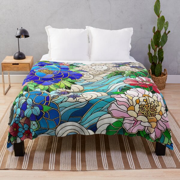 Item preview, Stained Glass Garden of Peonies and Waves designed and sold by AcruxUltra.